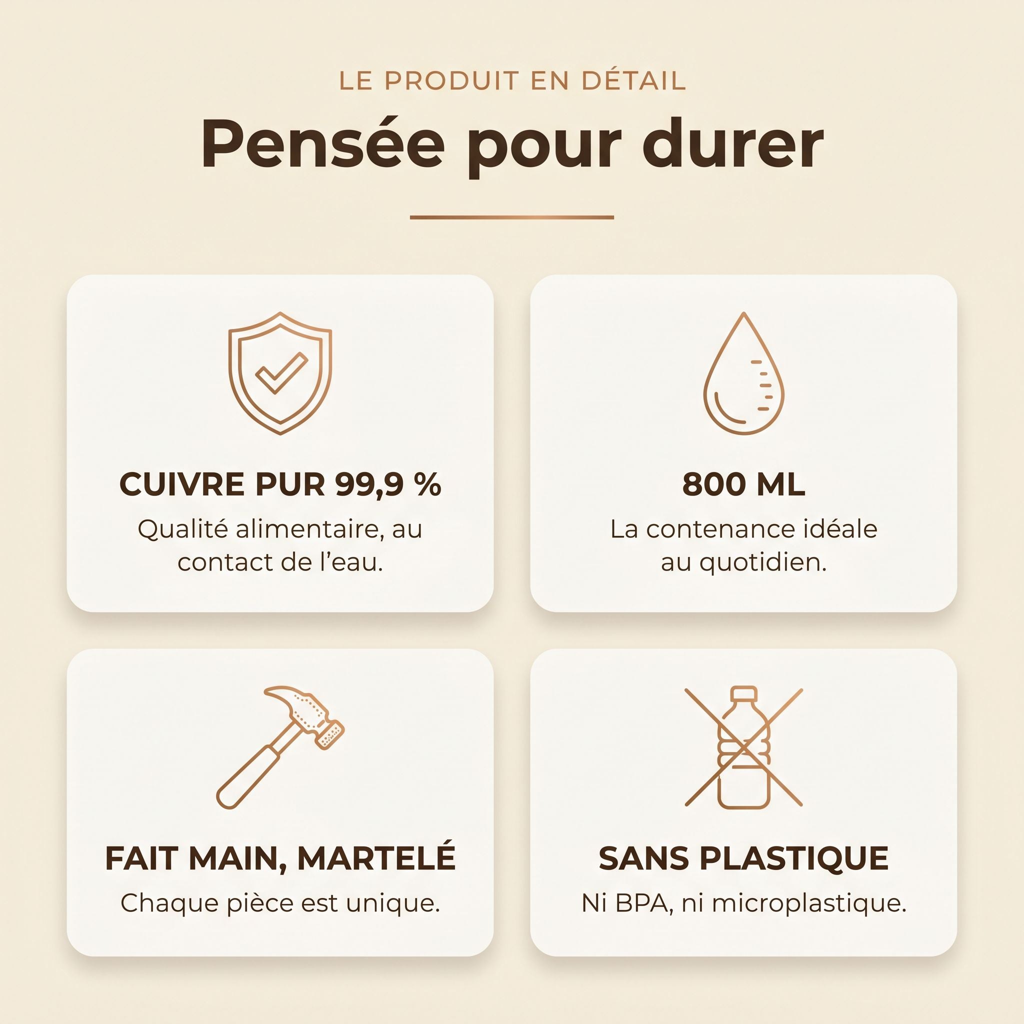 Caractéristiques — pensée pour durer